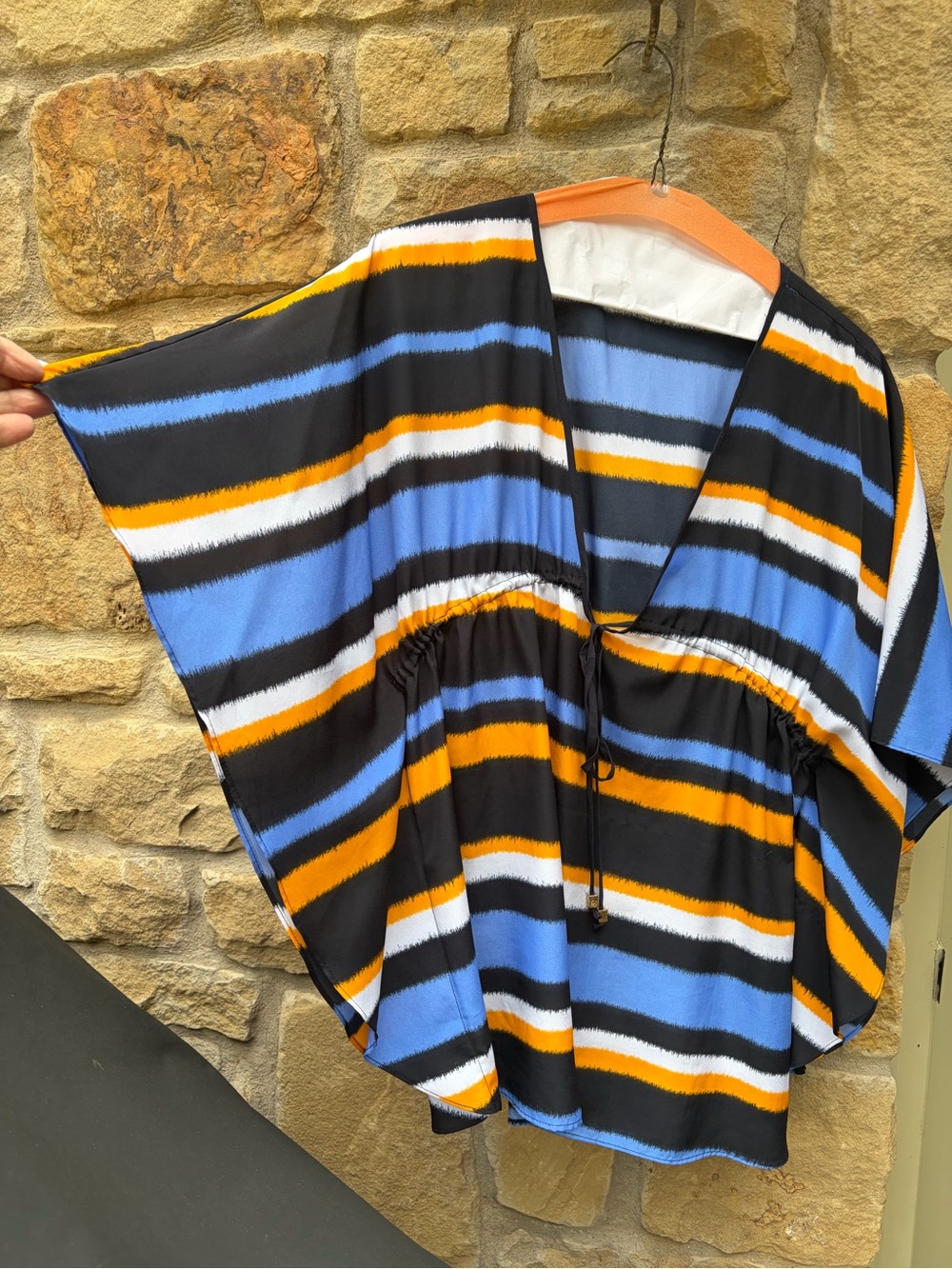 Michael Kors Striped Blouse in Blue, Black & Yellow